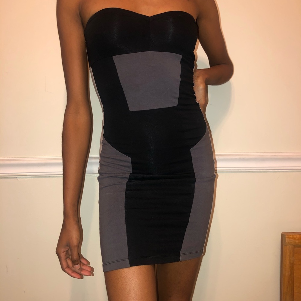 Colorblock Strapless Bodycon Dress